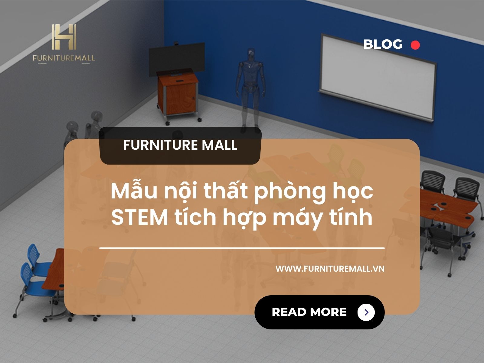 Mẫu nội thất phòng học STEM tích hợp máy tính – Thiết kế chuẩn STEAM cho trường học