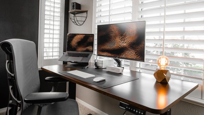 office desk facing window