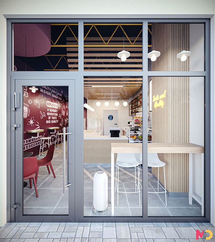 “minimalist bubble tea shop decor”