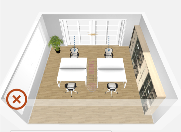 bàn làm việc quay lưng ra cửa