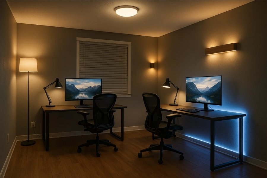 home office lighting setup