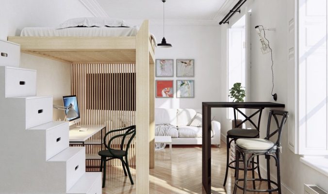 compact workspace apartment